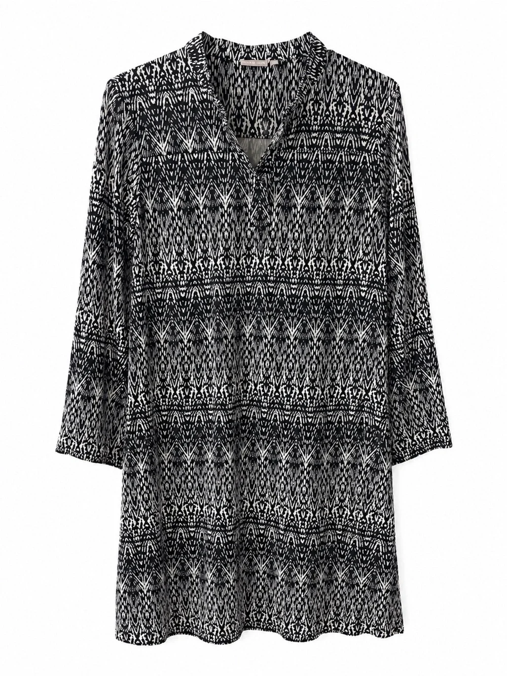 Ellie Kai Size 12 Black White Geometric Print 3/4 Sleeve Dress